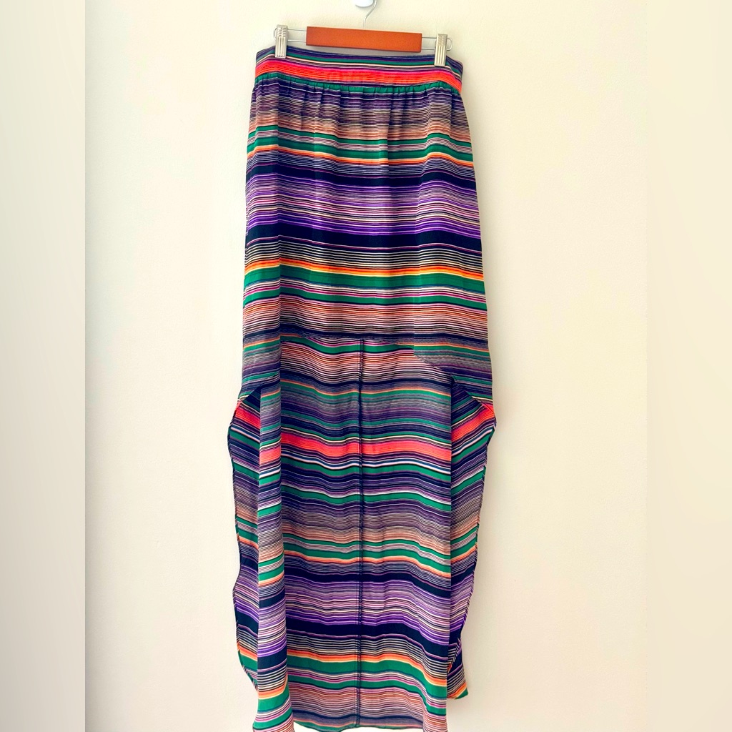 Myne Los Angeles Valentina Striped Hi-Lo Skirt New $232 Colorful Boho Fairy Fun